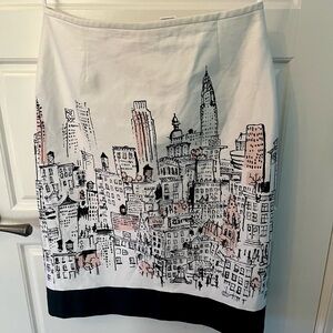 Tahari Arthur S Levin Cityscape Pencil Skirt - White, Black, and Pink